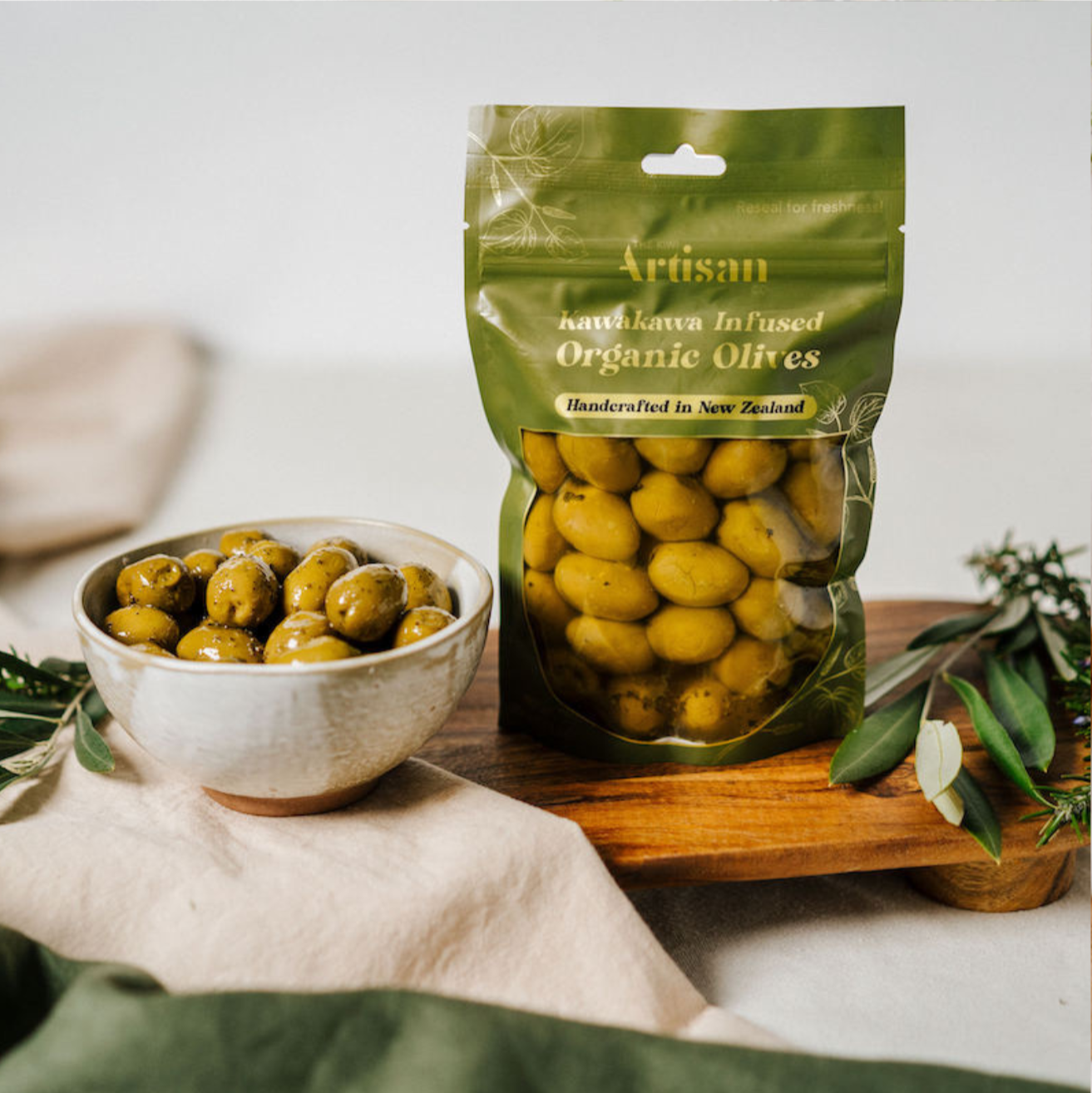 The Kiwi Artisan Kawakawa Infused Olives