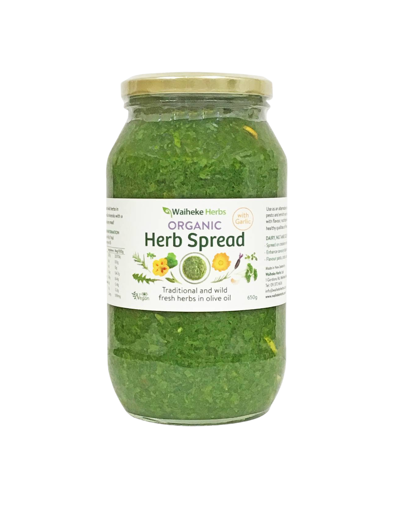 Waiheke Herbs Organic Herb Spread - 650g Family Sized Jar