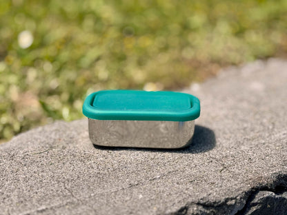 Meals in Steel Rectangle Snack Box with Silicone Lid