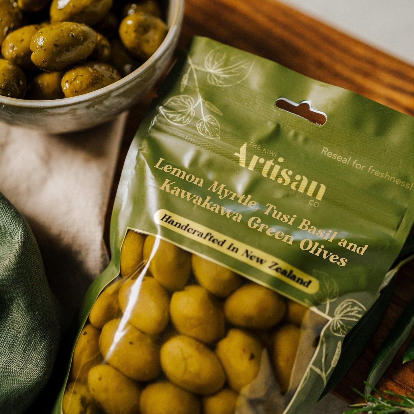 The Kiwi Artisan Kawakawa Infused Olives