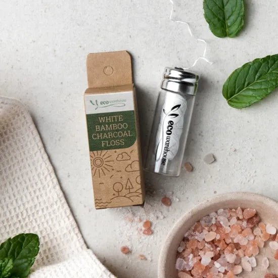 Bamboo Dental Eco Floss with Charcoal - White