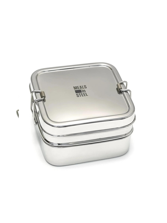 Meals in Steel Twin Layer Square Lunchbox