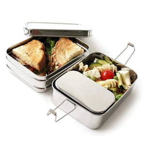 Meals in Steel Twin Layer Medium Rectangular Lunchbox (with Snackbox)