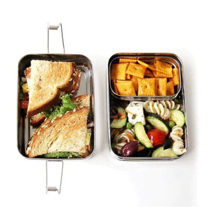 Meals in Steel Twin Layer Medium Rectangular Lunchbox (with Snackbox)
